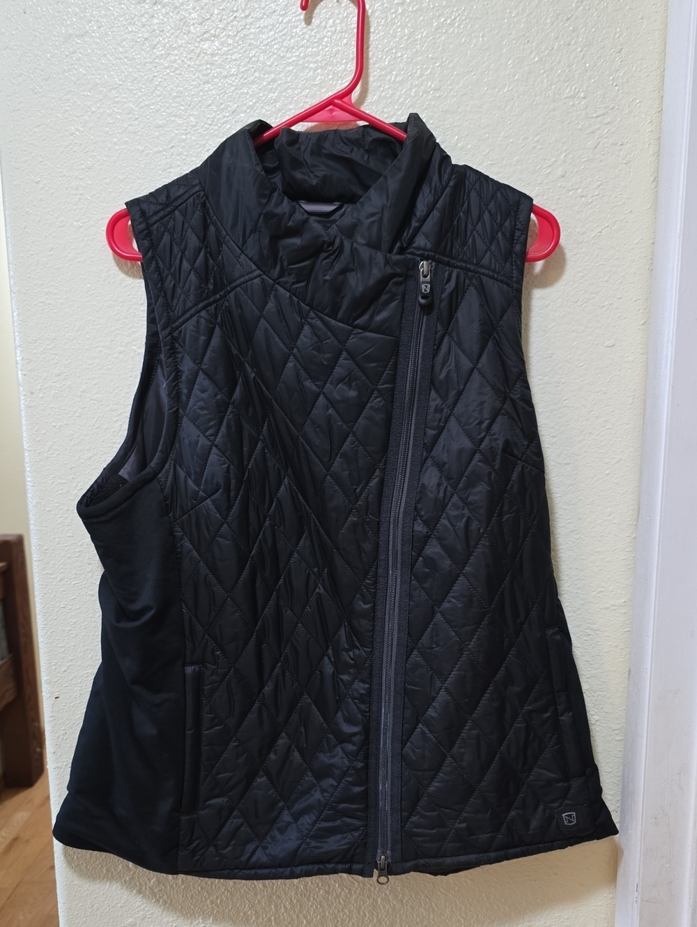 Noble Black Quilted Asymmetrical Zip Vest
